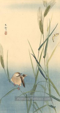 Songbird sur tige d’orge Ohara KOSON Shin Hanga Peinture à l'huile